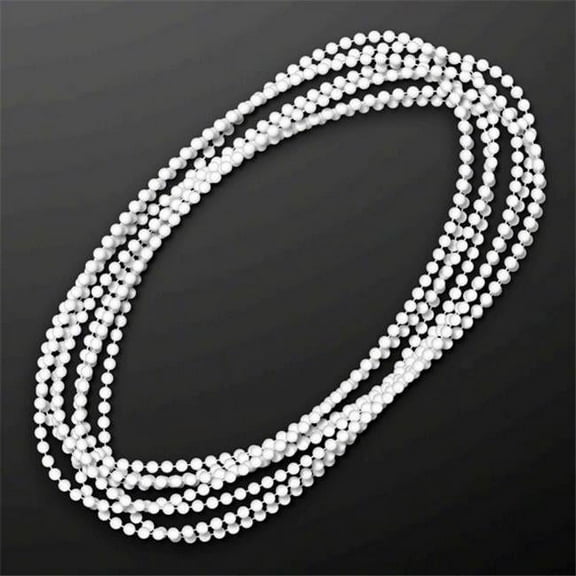 Smooth Round Opaque Bead Mardi Gras Necklace, White - Pack of 12