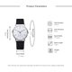 thumbnail image 3 of Reloj de pulsera de cuarzo con número de reloj de pulsera de cuero de PU para hombre informal simple (blanco negro), 3 of 5