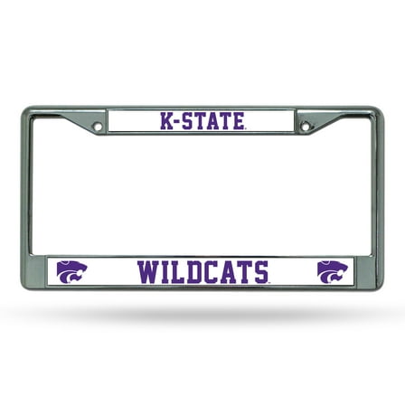 Kansas State NCAA Wildcats - 12" x 6" Standard Size - Chrome Metal License Plate Frame