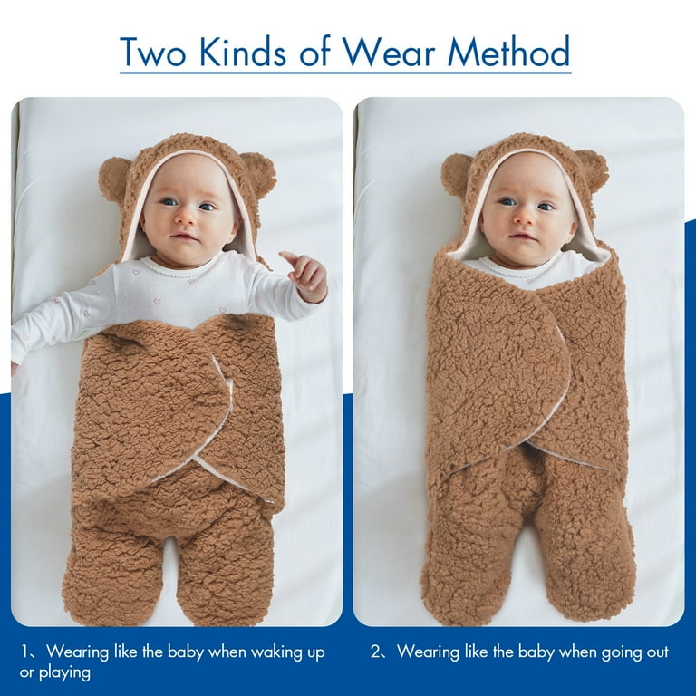 Gllquen Baby Plush Sherpa Newborn Receiving Blanket Fleece Sleeping Wrap Swaddle for Boys Girls Brown