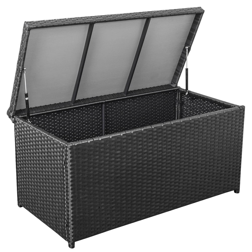 Outdoor Storage Box Deck Chest Rattan Wicker Style Anthracite Grey Container 
