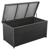 Prime Garden 60 Gallon Wicker Patio Deck Boxes with Lid, Outdoor Cushion Storage Box, Black
