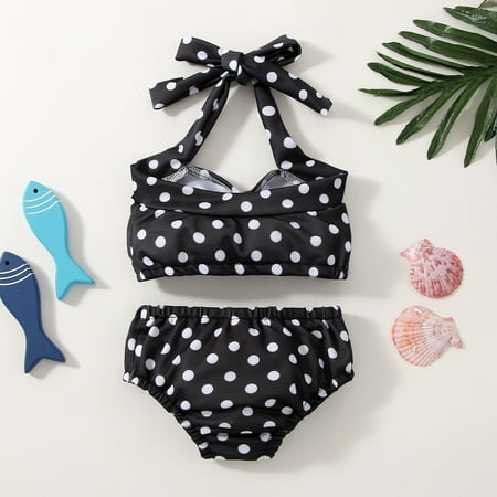 

Gubotare Baby Girl Bikini Kids Toddler Polka Dot Swimsuits Swimwear Beach Bathing Suit Bikinis Set Swim Wear Girl 10 Black 0-6 Months