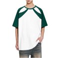 thumbnail image 1 of Blusas y camisas de manga corta y cuello redondo para hombre, blusas casuales de color liso con cuello redondo y mangas cortas para hombre., 1 of 4