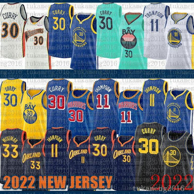 NBA_ 2021 2022 New Basketball Jerseys 30 33 11 Golden''State''Warriors''Men Stephen  Curry James Wiseman Klay Thompson 237 RED GREEN 