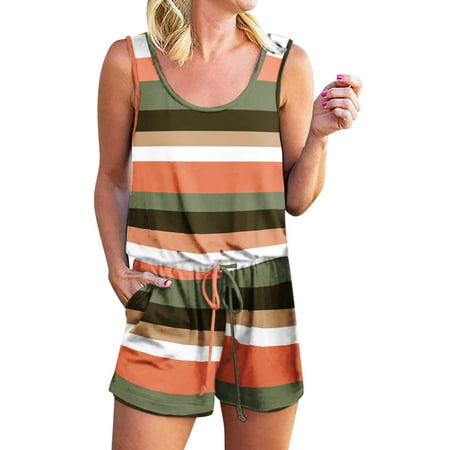 

Qufokar Womens Work Suits Set Maternity Biker Shorts Suit Women Sleeveless Elegant Tank Top Jumpsuit Cropped Pockets Jumpsuit Loose Romper