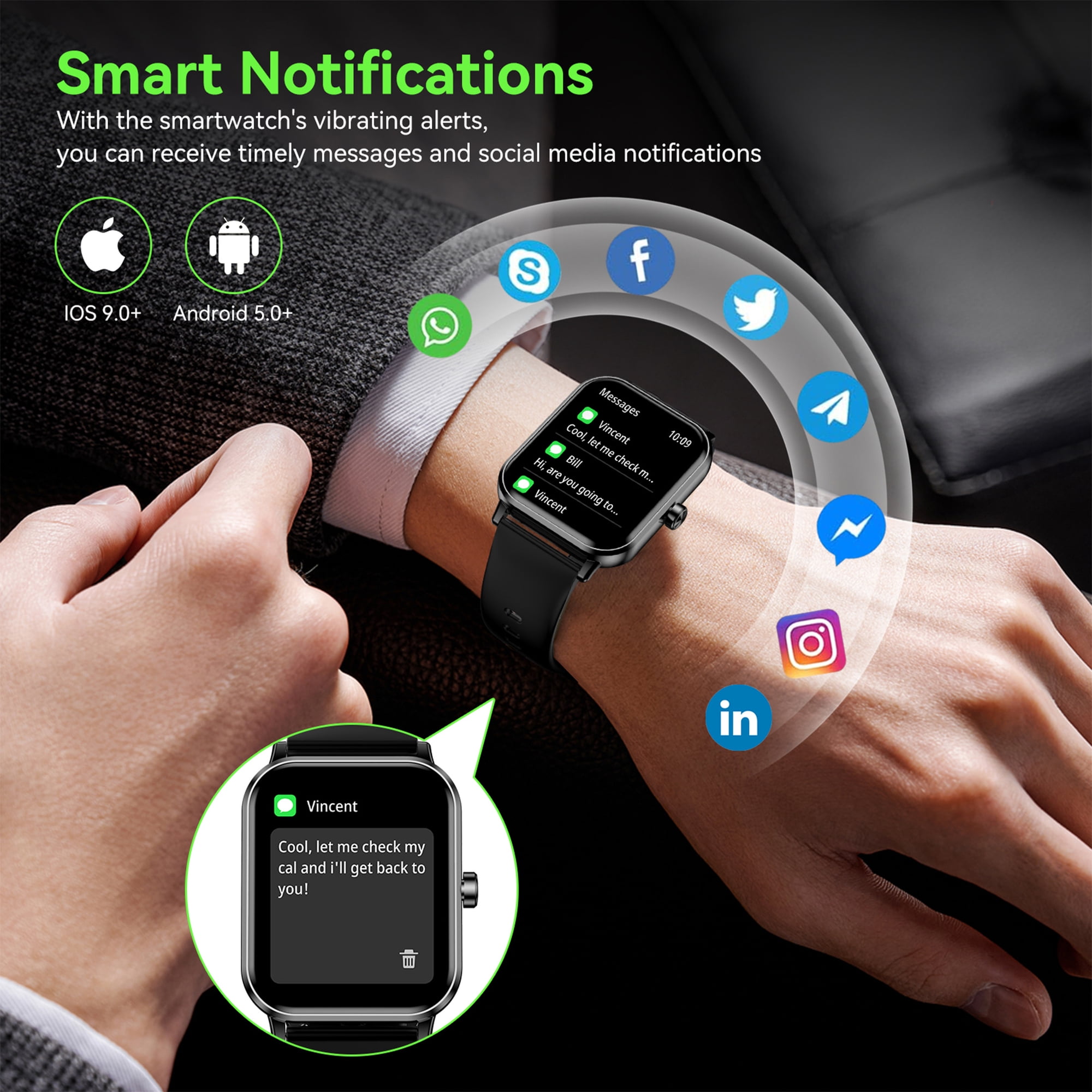 FPZMIU Smart Watch, 1.85" HD Touch Screen, 130+ Sport Modes photo 7