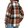 thumbnail image 4 of ‌FDGIU Womens Plaid Shacket Jacket Long Sleeve Button-Up, Warm Flannel Shirt Coat for Fall Fashion & Winter Clothing, 4 of 6