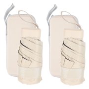 Raindrops Compact Automatic Folding Travel Umbrella with Breeze Vent - Small Lightweight Beige Rain