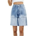 thumbnail image 1 of Tranfacy Womens Denim Shorts, Fashion Spring and Summer Pocket Buckle Mid Waist Tight Capris, 1 of 6