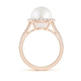 thumbnail image 2 of ANGARA South Sea Cultured Pearl Split Shank Ring with Halo in 14K Rose Gold for Women | June Birthstone, Birthday, Anniversary, Jewelry Gift for Women | Pearl Ring, 2 of 9