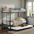 thumbnail image 3 of Tcbosik Twin over Twin Size Bunk Bed with Trundle, Metal Bed Frame with Side Ladders and Safety Guardrail, Noise-Free, Black, 3 of 11