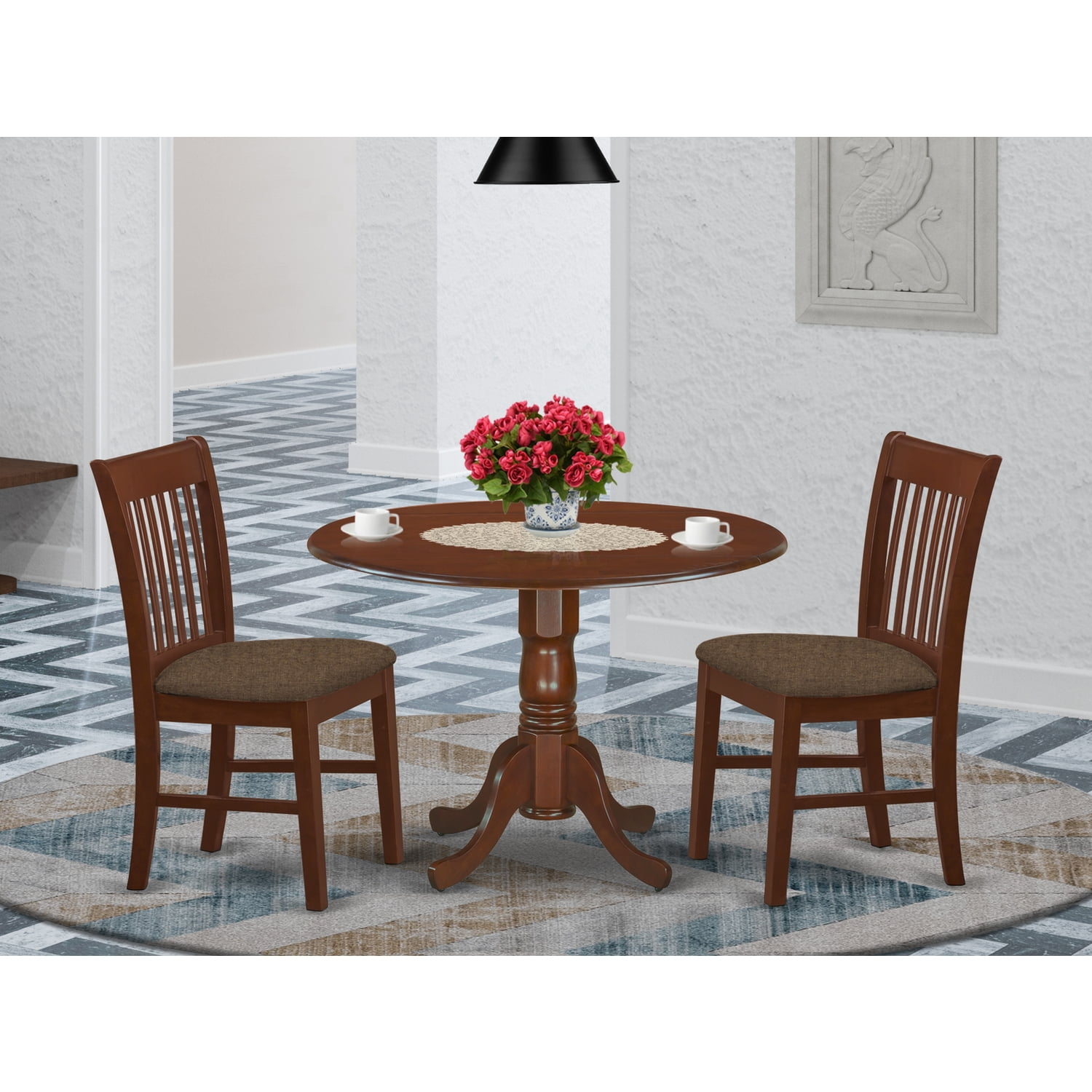 Small Kitchen Table Set-Round Kitchen Table And 2 Chairs-Finish