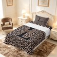 thumbnail image 3 of meiyoeat Leopard Print Bow Letter L Twin Sheet Sets, Women Teens, Brown Animal Print Bedding, 3-Piece, 1 Flat Sheet, 1 Fitted Sheet and 1 Pillowcase, 3 of 6