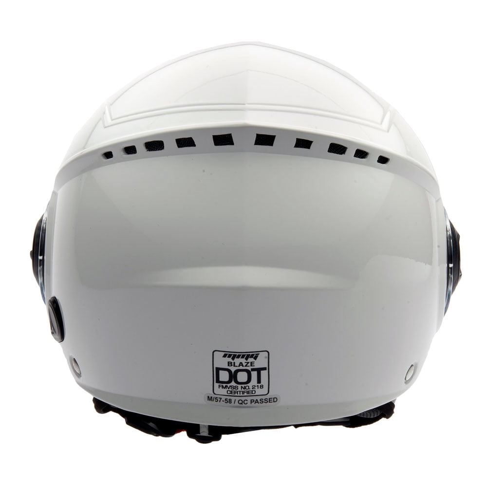 MMG Motorcycle Open Face Helmet DOT Flip-Up Visor Gloss White (Large) Model 28
