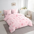 thumbnail image 3 of Castle Fairy Teens Children Pink Flower Cherry Blossom 7-Piece Twin Bedding Sets,Botanical Plants Bedding Comforter Set,Chic Floral Sakura Breathable Sheet Sets,Ultra Soft Home Decor, 3 of 8