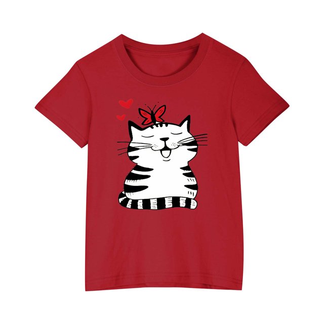 RXIRUCGD 2025 Vêtements d'Été pour Enfants T-shirt Imprimé Mode Mignon Col Rond Manches Courtes