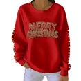 thumbnail image 3 of Yteetum Chandail en Molleton Joyeux Noël pour Femmes, Col Rond Surdimensionné, Tricot Côtelé, Chandail Sans Capuche, Haut Décontracté, Imprimé Graphique de Noël, Col Rond, Manches Longues, Ample, 3 of 4