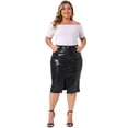 thumbnail image 3 of DARING DIVA Women's Plus Size Faux Leather High Waist Pencil Midi Skirts 1X Black, 3 of 5