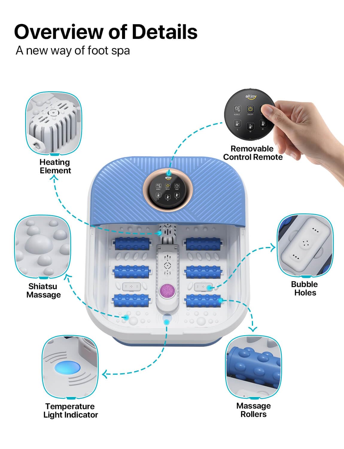 ALLJOY Collapsible Foot Spa Bath with Remote Control photo 6