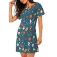 thumbnail image 2 of Fotbe Sports Ball Bata de Dormir para Mujer con Estampado, Camisón de Algodón de Manga Corta, Ropa de Dormir Casual, 2 of 6