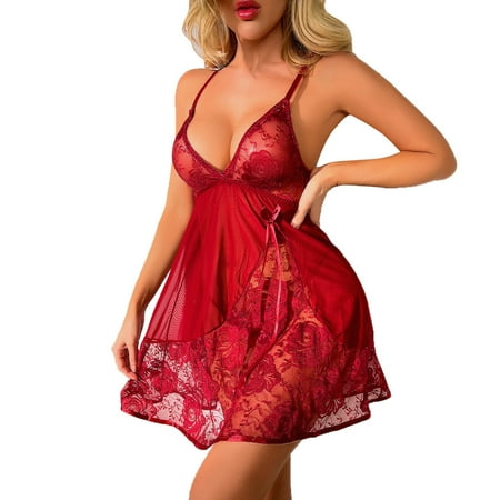 adviicd Womens Nightgowns Cotton Women Lingerie Lace Nightgown Mesh Teddy Lingerie 2XL
