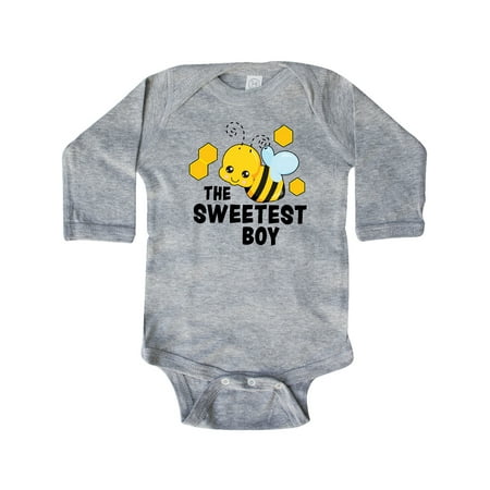 

Inktastic The Sweetest Boy with Bee and Honey Combs Gift Baby Boy or Baby Girl Long Sleeve Bodysuit