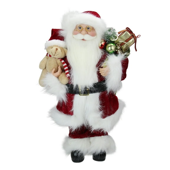 Northlight Standing Santa Claus Christmas Figure with Present Bag - 16" - Red and White