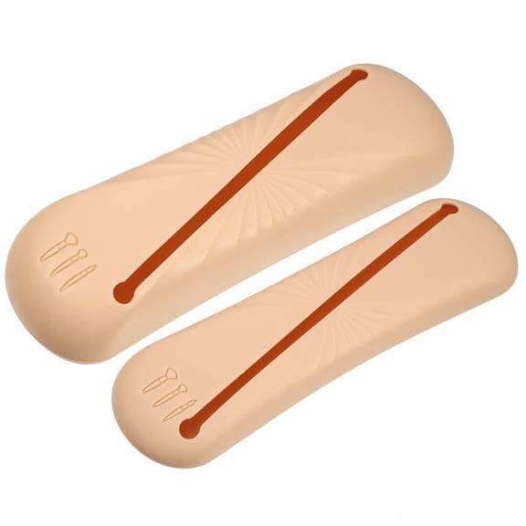 Vocoste 2 Pcs Travel Makeup Bag Makeup Brush Holder Portable Makeup Organizer Bag Waterproof Silicone Beige