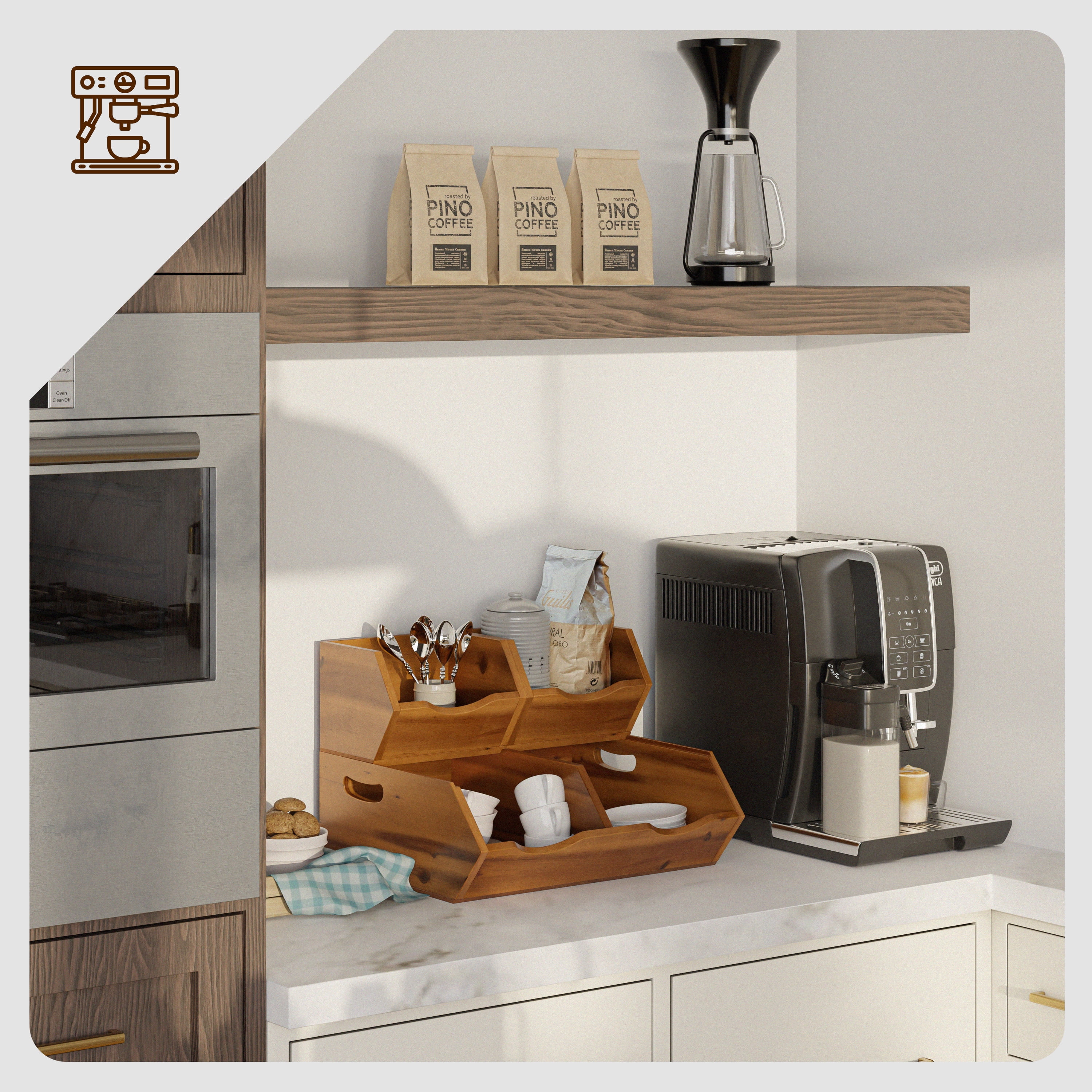TIDITA Onion and Potato Storage Bins - Acacia Wood Pantry Baskets Organization and Storage - Wooden Stackable Baskets for Bread, Fruit, Vegetable - Onion Basket for Kitchen Counter