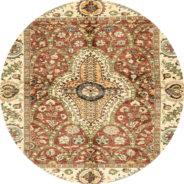 Ahgly Company Tapis d'Intérieur Ronds Abstraits Rouges Abstraits pour Aire, 8 Pieds Rond