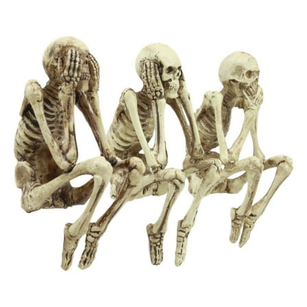 Ebros Whimsical See No Evil Hear No Evil Speak No Evil Skeletons Shelf Sitter Figurines 3.75"Tall