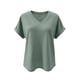 thumbnail image 4 of Xuyuer Womens T Shirts Short Sleeve V Neck Loose Casual Summer Tops Water Soluble Flower Solid Color Loose Comfortable Breathable T-shirt, 4 of 5