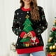 thumbnail image 4 of Suéteres De Punto Suéteres acogedores Traje diario con estampado de árbol de Navidad de manga larga para mujer Ygjytge Negro T XXL para Mujer, 4 of 8
