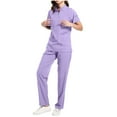 thumbnail image 3 of Gytharion Medical Scrubs Sets for Women 2 Piece Workwear Outfits Short Sleeve Zipper Stand Collar Tops and Drawstring Stretch Pants Sets Lightweight Nursing Uniform Sets with Pockets, 3 of 5