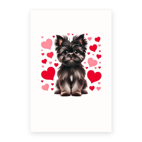 DistinctInk Greeting Card / Note Card - Valentine's Day Affenpinscher - PACK of 10