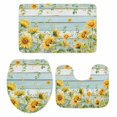 thumbnail image 2 of Summer Floral Bathroom Rugs Set Watercolor Sunflower Eucalyptus Leaves Blue Wood Grain Non Slip Absorbent Bath Mats 3 Piece Set with Bathroom Rug, U-Shaped Floor Mat, Toilet Seat Cover Small Size, 2 of 9