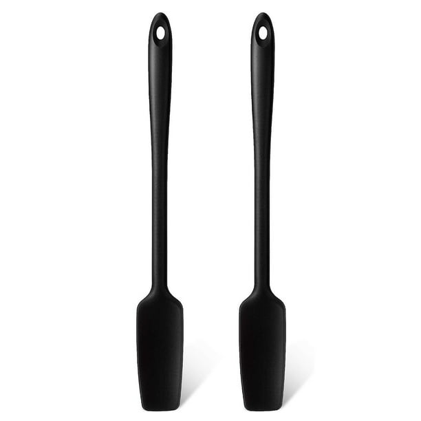 Espátula de silicona para tarros con diseño de forma sin costuras, núcleo reforzado de alta calidad antiadherente, cabezal largo y estrecho para llegar a las esquinas, mango ergonómico de diseño