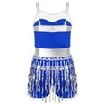 thumbnail image 4 of inhzoy Kids Girls Sparkly Sequins Dance Dress Sleeveless Leotards Tassel Modern Latin Jazz Dancewear Blue 10, 4 of 7