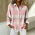 thumbnail image 3 of Under 10 dollars! Women's V Neck Plaid Shirts Flannel Casual Blouses Button-Down Business Loose Tops Long Sleeve Fall Outfits, 3 of 8