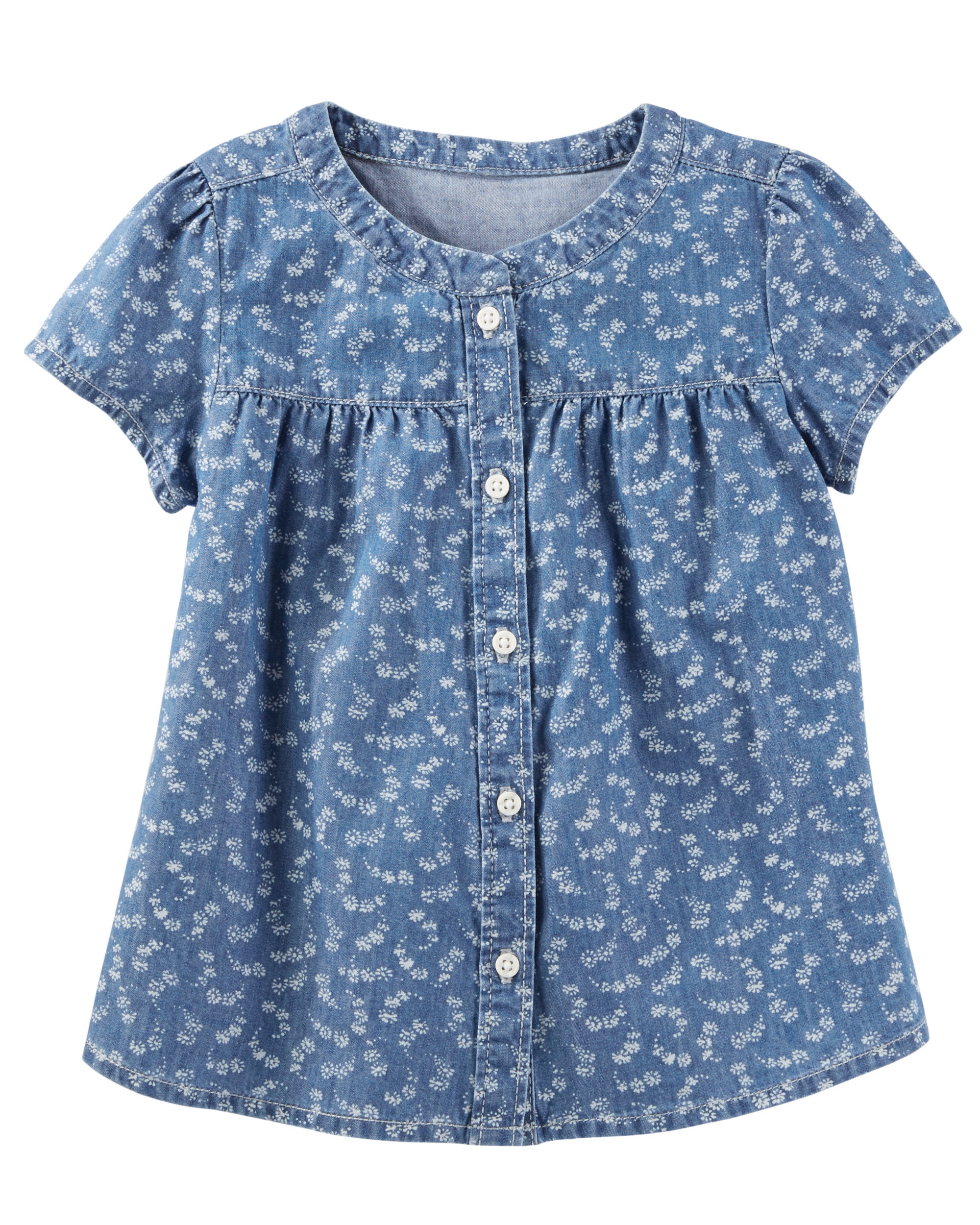 OshKosh B'Gosh Infant Girls' Chambray Ruffle Top NWT long sleeve shirt blouse 