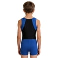 thumbnail image 5 of Aislor Boys Sleeveless Gymnastics Leotard with Shorts Set Dance Gym Workout Jumpsuit 6-16 Blue 16, 5 of 7