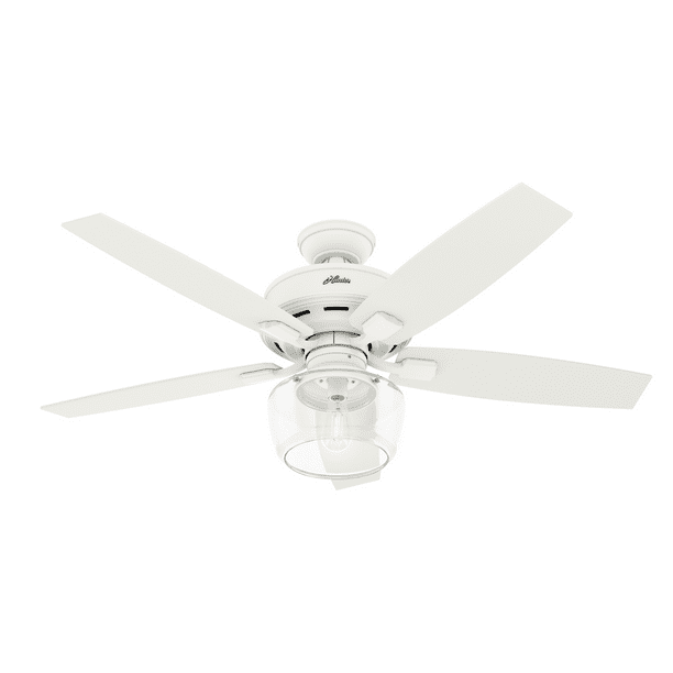 Hunter 52" Bennett Matte White Ceiling Fan with Light Kit ...