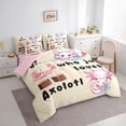 thumbnail image 3 of jejeloiu Kawaii Axolotl Lovers 7 Pieces Bedding Comforter Set,Ocean Cartoon Animal Full Bedding Set,Pink Black Beige Fitted Sheet Flat Sheet For Girls,Super Cozy Room Decor Reversible, 3 of 8