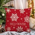 thumbnail image 3 of Christmas Hello Winter Snowflake Throw Pillow Cover 18x18 Inch Red White Outdoor Christmas Decorations Xmas Holiday Decorative Throw Pillow Case for Home Living Room Couch Porch Decor, 3 of 6