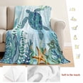 thumbnail image 5 of Teal Green Sea Turtle Blanket Soft Cozy Warm Throw Blanket for Couch, Plush Fuzzy Flannel Fleece Blankets for Sofa, Coastal Summer Beach Seaweed Bed Blankets Lightweight Gifts for Women, 30"x40", 5 of 9