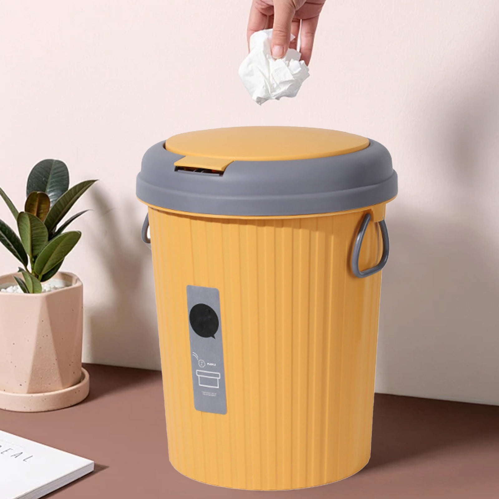 Bwiyojiz Kitchen Accessories Bathroom Trash Can Large Capacity 6L Living Room Round Thickened, Gifts for Sister, Yellow