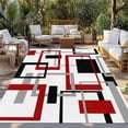 thumbnail image 3 of Outdoor Rug 3x5 ft Red Abstract Lines Waterproof Outdoor Patio Rug Mat Non Slip Outside Area Rugs Carpet for RV,Camping,Porch,Deck,Pool,Balcony,Backyard, Modern Art, 3 of 9