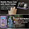 thumbnail image 4 of Mandala Phone Cover for iPhone 14 Plus, Ultra Slim Flip Case with Card Slot, Magnetic Closure, Embossing PU Leather Case with Stand Function and Lanyard, Foldable Motif - Purple, 4 of 17