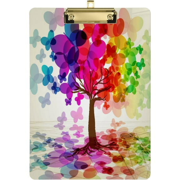 FMSHPON Butterfly Abstract Colorful Clipboard Hardboard Wood Nursing Clip Board and Pull for Standard A4 Letter 13x9 inches